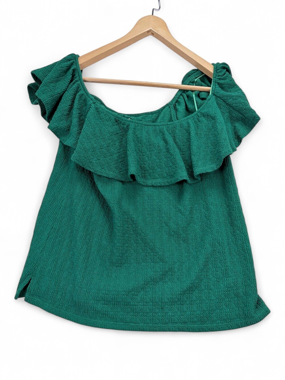 Anthropologie Off-Shoulder Ruffle Blouse Emerald Green L